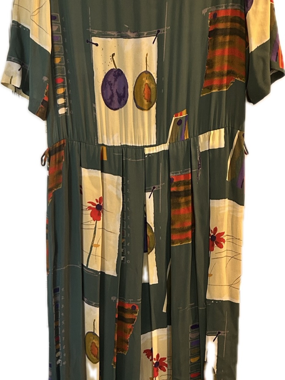Vintage Mandy Marsh Green Chiffon Abstract Print Belted Maxi Dress - Picture 3 of 13